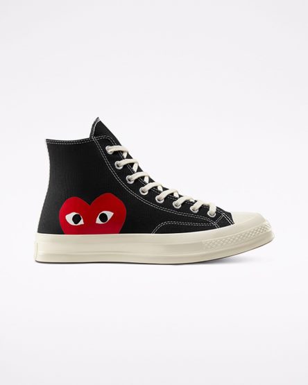 Zapatillas Altas Converse x Comme des Garçons PLAY Chuck 70 Hombre Negras Blancas Rojas | PE 2WP50L